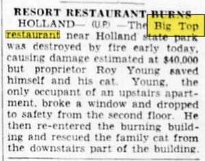 Big Top Restaurant - Aug 1950 Restaurant Burns
